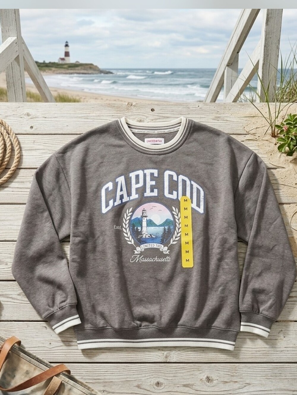 NWOT Limited Too Grey Cape Cod Lighthouse Graphic Crewneck Pullover - Medium